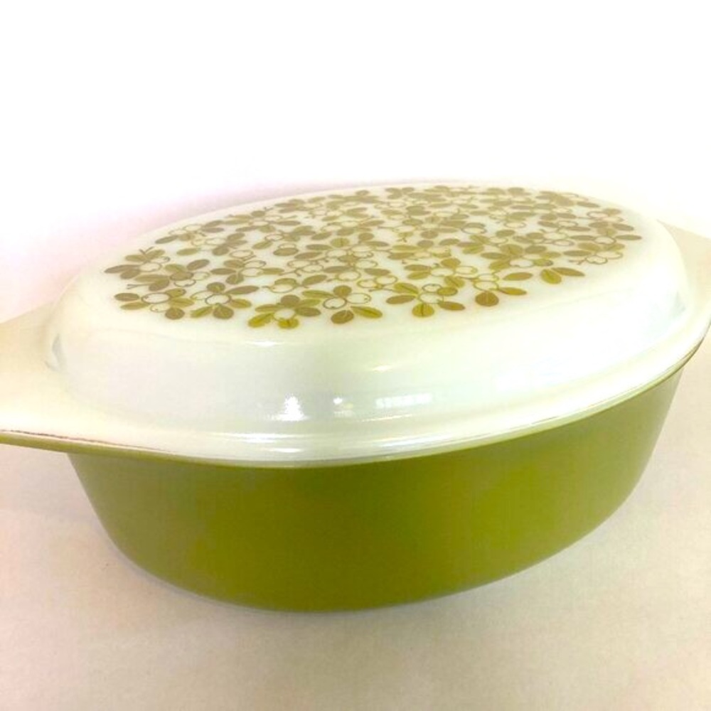 Vintage Pyrex Verde 045 Covered Casserole Dish 2.5 Qt Lid